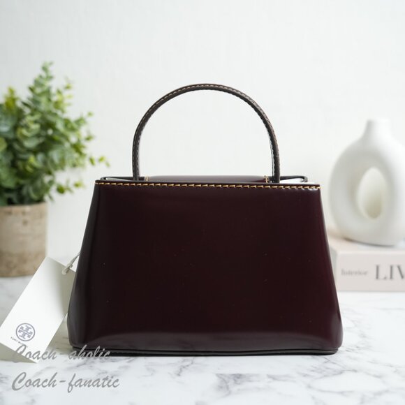 Tory Burch Britten Smooth Leather Mini Satchel Crossbody in Tempranillo 162831 - Picture 6 of 9